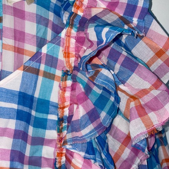 New LoveShackFancy Plaid Nilo Malibu Dream Blue Crop Top 2 - Picture 3 of 6